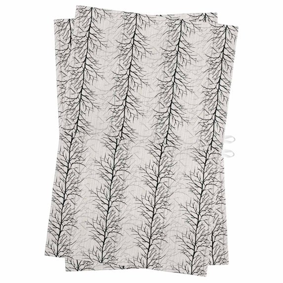 Black Botanical Kitchen Towels Set of 2, Water Absorbent Dish Towel, Farmhouse Spring Summer Branch Decorative Hand Towels - Quick Drying Cloth for Cooking Baking, 18x28 Inch