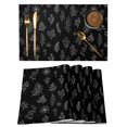 thumbnail image 1 of Black Botanical Placemats Set of 2 Farmhouse Summer Floral Leaves Place Mats Indoor Wipeable Table Mats Washable Cloth Dining Table Placemats for Kitchen Holiday Party Home Decor 13x19 Inch, 1 of 9