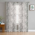 thumbnail image 1 of Black Botanical Sheer Curtains 63 Inches Length 2 Panels Set, Window Sheer Curtains for Living Room/Bedroom, Farmhouse Spring Summer Branch Light Filtering Rod Pocket Curtain 52'' x 63'' x 2, 1 of 7