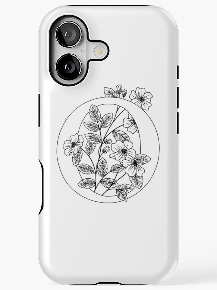 Black Botanical Wildflower Line Art Tough Case for Apple iPhone ...
