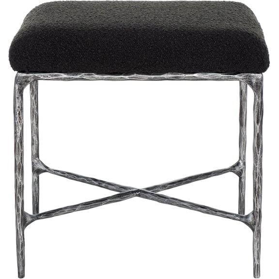 Black Boucle Ottoman (Fully Assembled)