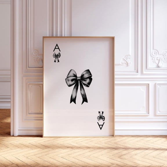 Black Bow Ace Playing Card Wall Art, Unframed Paper Print Size 8x12