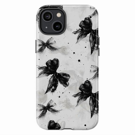 Black Bow Aesthetic Dual Layer Touch Case for iPhone 16 15 14 13 12 11 Pro Plus Mini – Stylish Protective Gift for Women & Teens