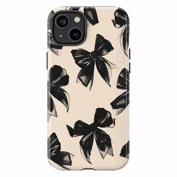 Black Bow Aesthetic Phone Case, Coquette Girly Cute Protective Cover for iPhone 16 15 14 13 12 11 Pro Max Plus Mini