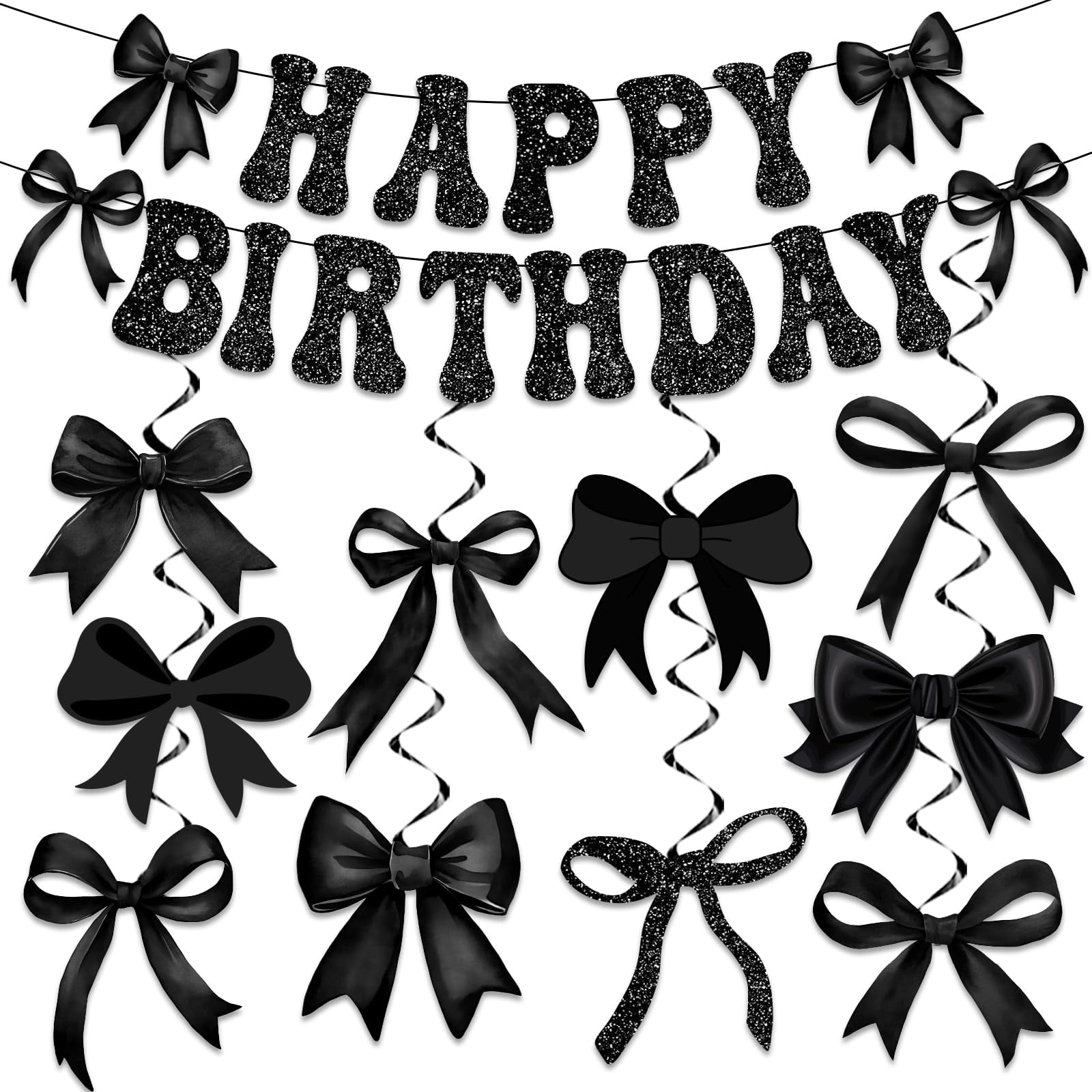 Black And White Bow Coquette Birthday Decorations Black Bow Happy Birthday Backdrop Decorations Party Decor Girls Women Photography Backgrounds Bachelore
