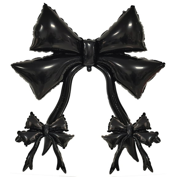 CYMYLAR Black Bow Balloon - Large Elegant Black Foil Balloon for Graduation, Halloween, Party Decorations
