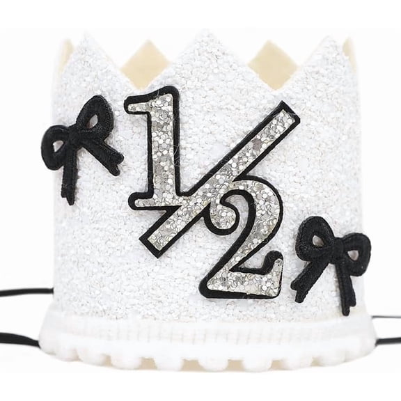 Black Bow Half Birthday Crown for Girls