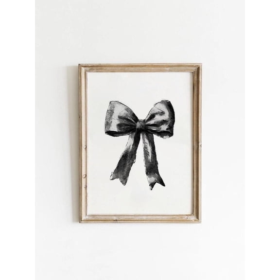 Black Bow Preppy Dorm Aesthetic Black Art, Stretched Canvas