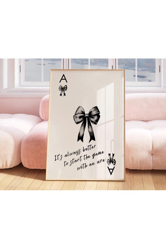 Black Bow Print, Ace Of Spades Print, Playing Card Poster, Trendy Retro Art, Bar Cart Decor, Aesthetic Decor, Modern Home Gallery Wall Art Wall Art, Modern Wall Decor, 8x12 UNFRAMED