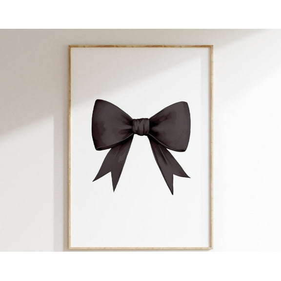 Black Bow Print, Preppy Aesthetic Wall Art, Neutral Teen Room Decor, Preppy Poster, Minimalist Coquette Room Decor, Nursery Girly Wall Art Wall Art, Modern Wall Decor, 8x12 UNFRAMED