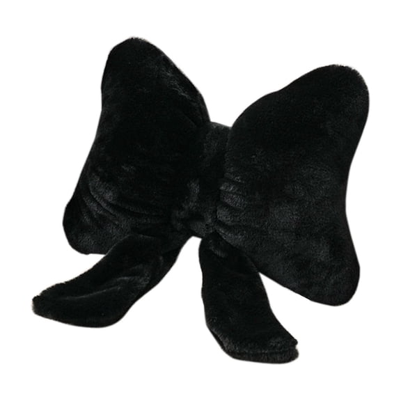Black Bow Ribbon Sofa Cushion Imitation Fur Comfortable Seat Backrest Pillow 1Pc 17.71X16.14 Inches Versatile Home Decor Living Room Accent