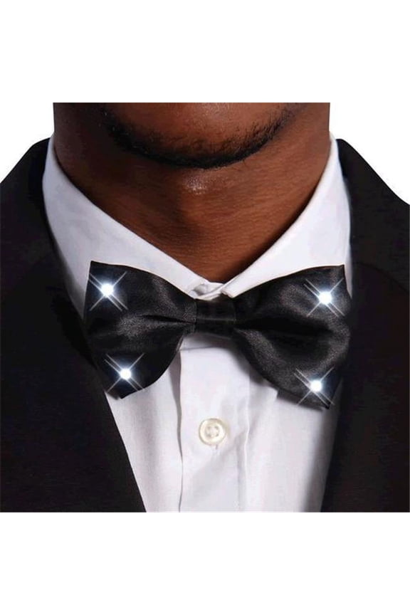 Black Bow Tie with LED Lights, White