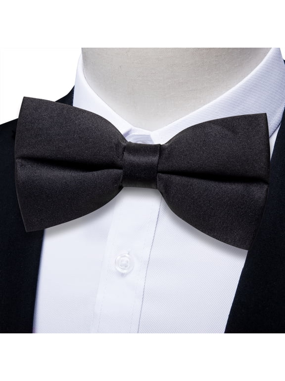 Black Bow Ties for Men Pretied Bowties Solid Color Classic Satin Bow Tie Formal Business Tuxedo Adjustable Bowtie Wedding Party