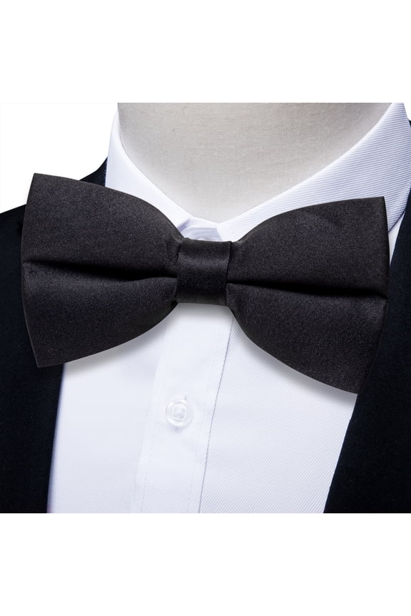 Black Bow Ties for Men Pretied Bowties Solid Color Classic Satin Bow Tie Formal Business Tuxedo Adjustable Bowtie Wedding Party