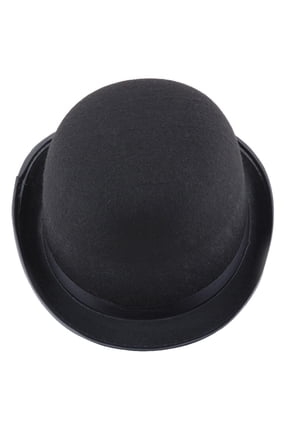 Black Bowler Derby Hat Short Rolled Brim Fedora Hat for Men and Wome