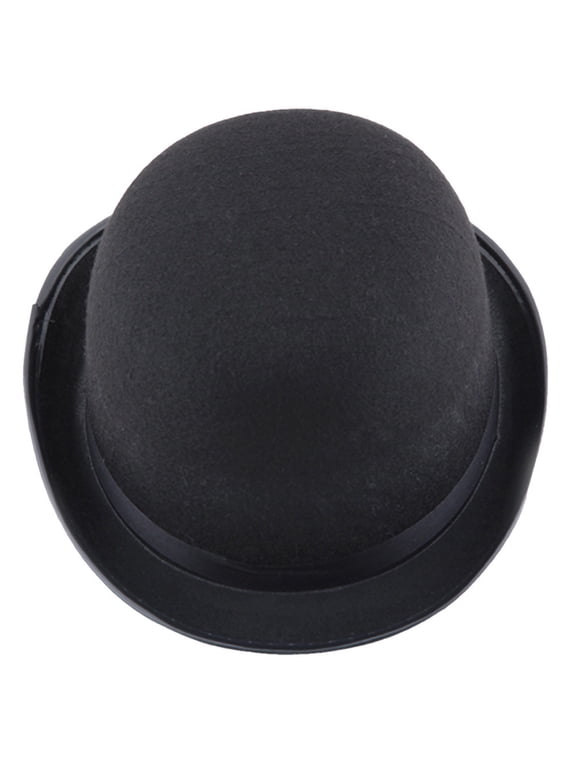 Black Bowler Derby Hat Short Rolled Brim Fedora Hat for Men and Wome