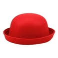 thumbnail image 1 of Black Bowler Derby Hat Short Rolled Elegant Adults Solid Hat Roll up Brim Hat for Unisex Round Bowler Hats Cap by Awwp Red One Size, 1 of 4