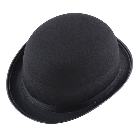 Black Bowler Hat Halloween Costume Accessory Gentleman Style Round Top Hat Cosplay Party Performance Prop