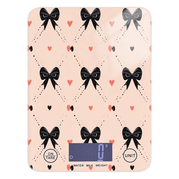 Black Bows Pattern Food Scale Digital Kitchen Scale Waterproof Grams Ounces lbs for For Baking and Cooking