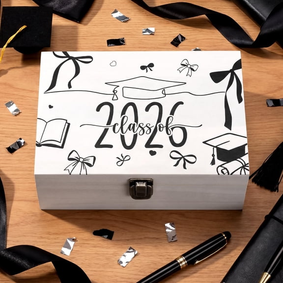 Black Bows Wooden Graduation Memory Keepsake Gift Box