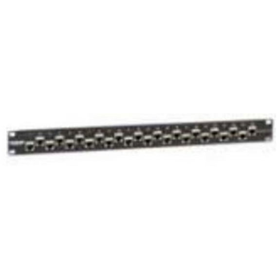 Black Box C6AFP70S-24 CAT6A Staggered Feed-Through Patch Panel - 1U, Shielded, 24-Port