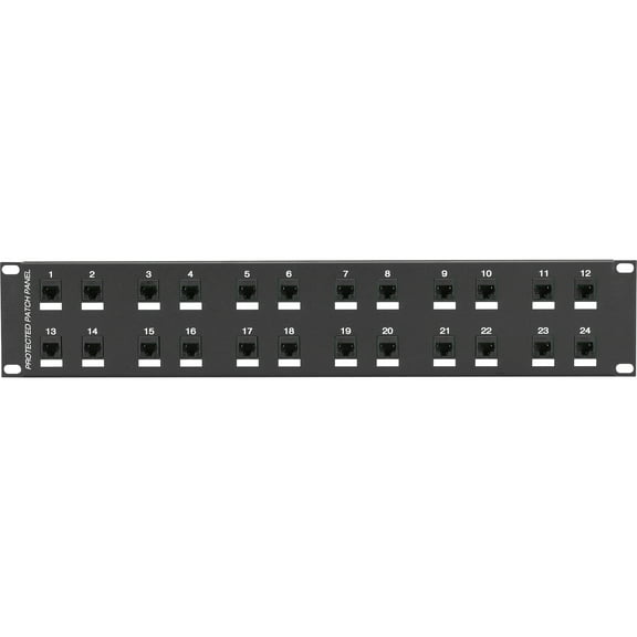 Black Box CAT6 Surge-Protected Patch Panel - 2U- 24-Port - 24 Port(s) - 24 x RJ-45