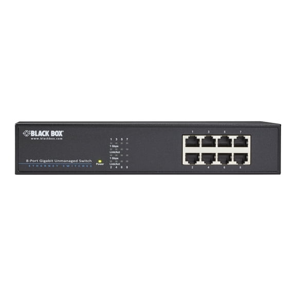 Black Box Ethernet Switch - 8 Network - 2 Layer Supported - 1U - Rack-mountable