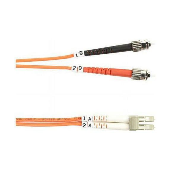 Black Box FO50-003M-STLC Box 50-Micron Multimode Fiber Optic Value Patch Cable, Duplex, Zipcord - Fiber Optic For Network Device - 9.84 Ft - 1 Pack - 2 X St Male Network - 2 X Lc Male Network