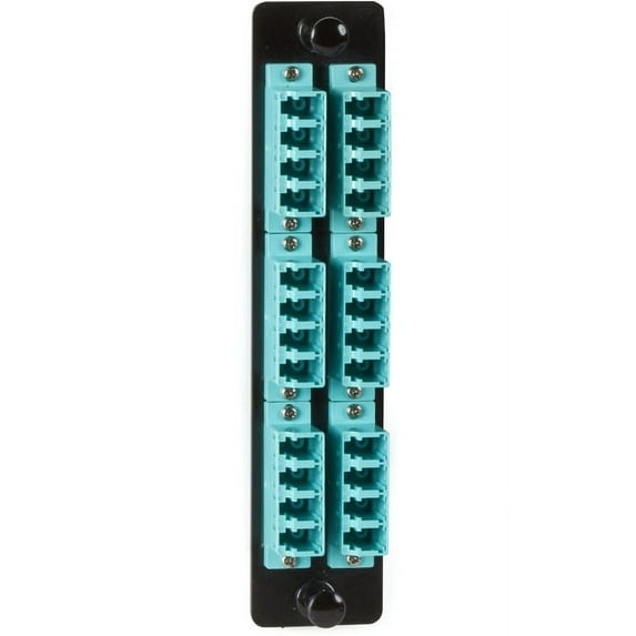 Black Box Network - JPM468C - Black Box High-Density Adapter Panel, Ceramic Sleeves, (12) LC Duplex Pairs, Aqua - 24