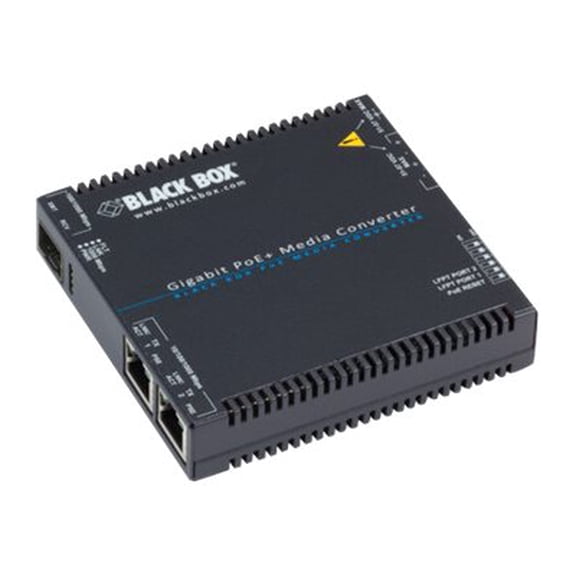 Black Box Gigabit Poe+ Media Converter - 10/100/1000base-t To Sfp - 2x Poe+ [rj-45] Ports - Gigabit Ethernet - 10/100/1000base-tx, 1000base-x - 1 X Expansion Slots - Sfp - 1 X Sfp Slots - (lgc5210a)
