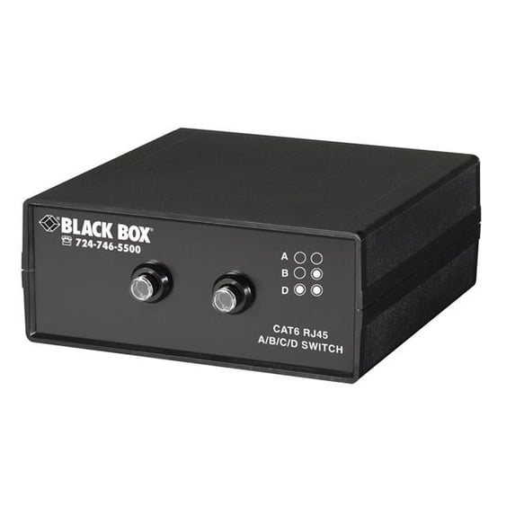 Black Box Network Services SW1031A 3 to 1 CAT6 10-GBE Manual Desktop Switch - ABCD