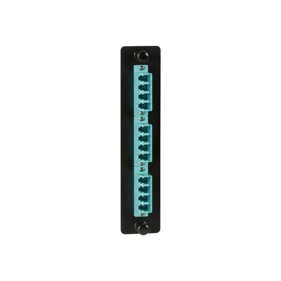 Black Box Fiber Adapter Panel Low Density 6 LC Duplex Ceramic 10G Aqua