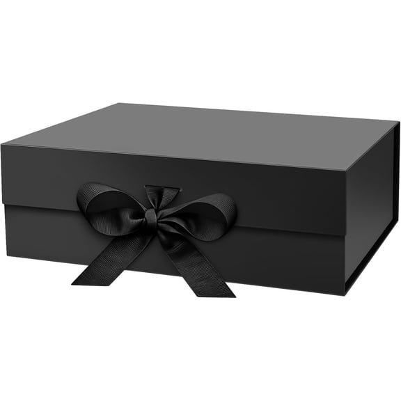 Black  Box for Presents 10.2x7.5x3.1'', Collapsible  Boxes with  for Men Women, Groomsmen Bridesmaid Proposal  Box for Wedding Birthday Bridal Shower Father's Day