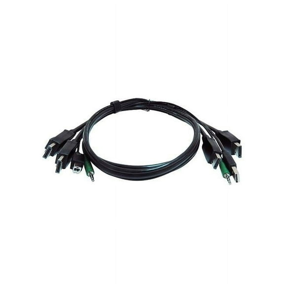 Black Box SKVMCBL-2DP-06TAA Secure KVM Cable with 1 Each End USB, 2 Displayport & 1 3.5 mm Audio - TAA Compliant