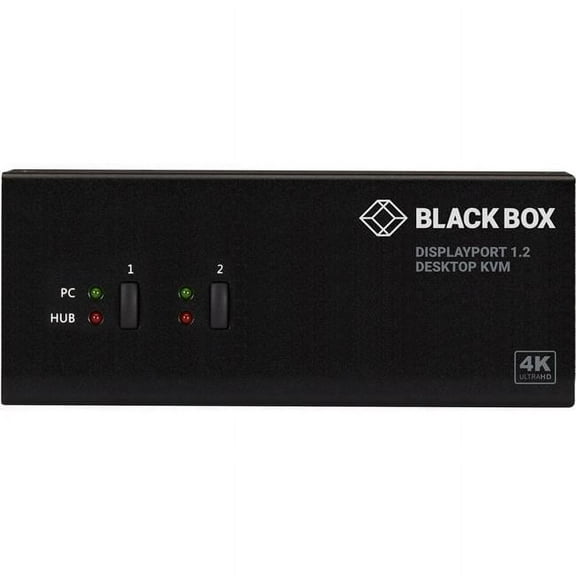 Black Box Share Two 4K Displays KVM Switch with Two Computers