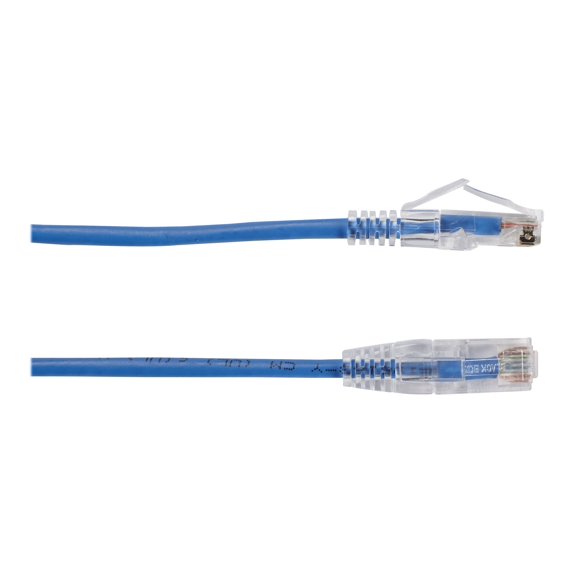 Black Box Slim-Net - Patch cable - RJ-45 (M) to RJ-45 (M) - 1 ft - UTP - CAT 6a - booted, molded, stranded - blue