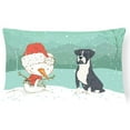 thumbnail image 1 of Black Boxer & Snowman Christmas Canvas Fabric Decorative Pillow, 1 of 1