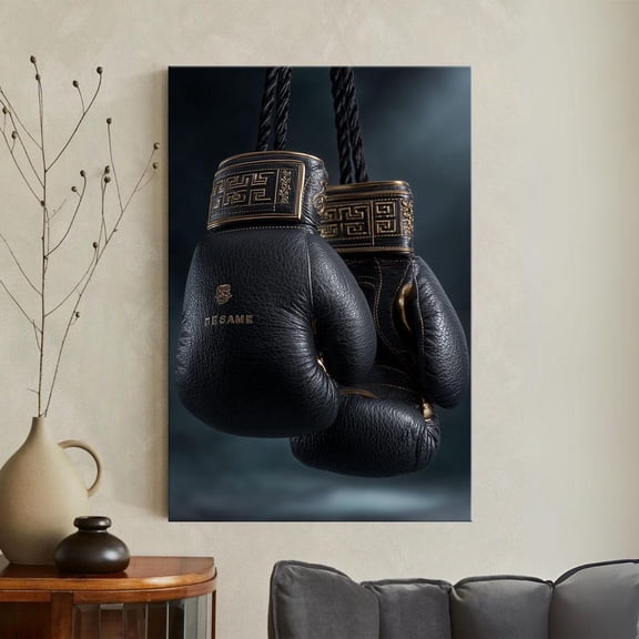 Black Boxing Gloves Gym Man Cave Poster, Unframed Paper Poster 8x10in
