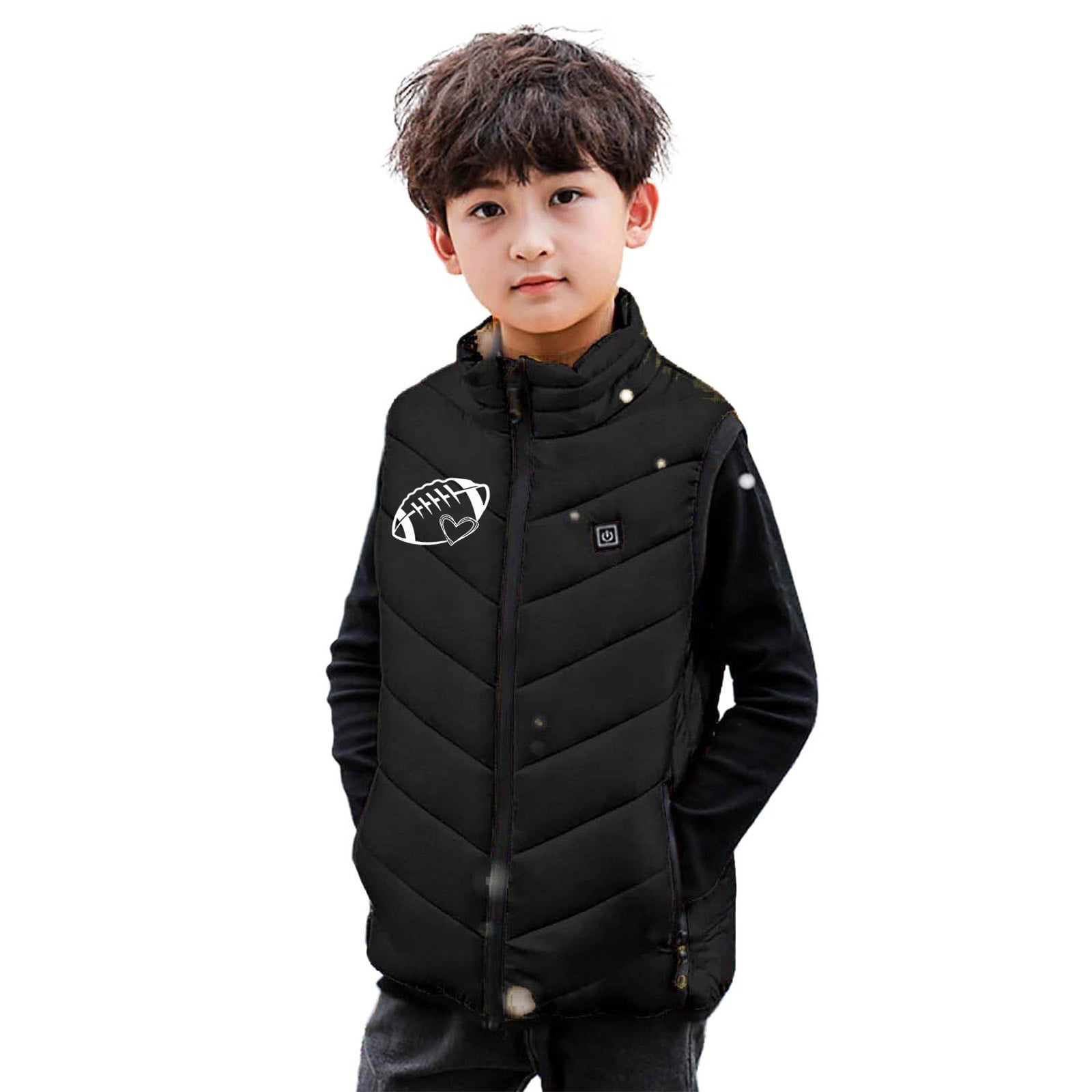 Black Boy Girl Children Boy Girl Graphic Vest Outfits for Child Heated ...