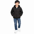 thumbnail image 1 of Black Boys Padded Puffer Jacket Size 11-12 Years, Kids Hooded Full Zip Winter Warm Coat with Side Pockets for Casual Outerwear Clothes, 1 of 5