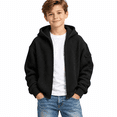 thumbnail image 1 of Black Boys Waffle Hoodie with Sleeve Pocket Size 5-6 Years,Full Zip Up Sweatshirt,Tactical Athletic Jacket for Outdoor Sports School,Casual Fall Spring Wear, 1 of 9