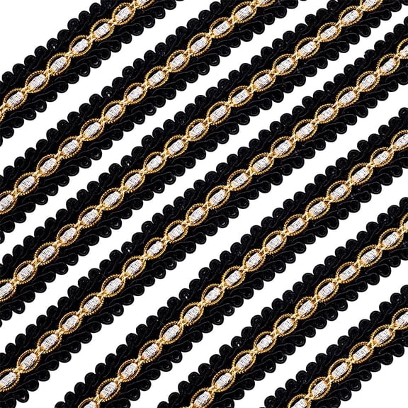 Black Braid Trim 3/4"(W) x 13 Yards(L) Polyester Ribbon Woven Gimp Fringe Trim Basic Trim Decorative Gimp Braid for Costume DIY Crafts Sewing Jewelry Making Home Decoration DIY