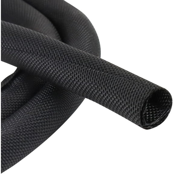 Black Braided Cable Management Sleeves Wire Loom Tubing Cord Protector Self-Wrapping