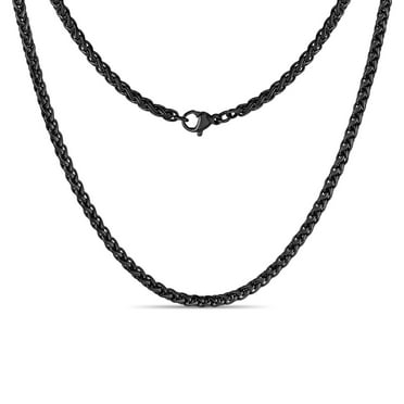 Black Braided Wheat Stainless Steel Chain Necklace