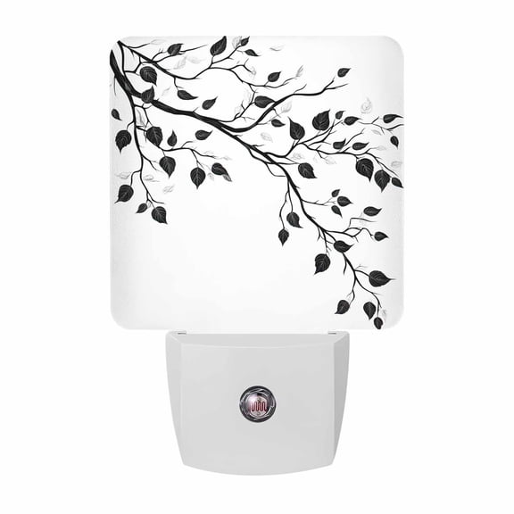 Black Branch Plug-in LED Night Lights Leaves Auto Dusk-to-Dawn Sensor for Bedroom, Bathroom, Kitchen, Nursery, Hallway, Stairs, Wall Home Decor