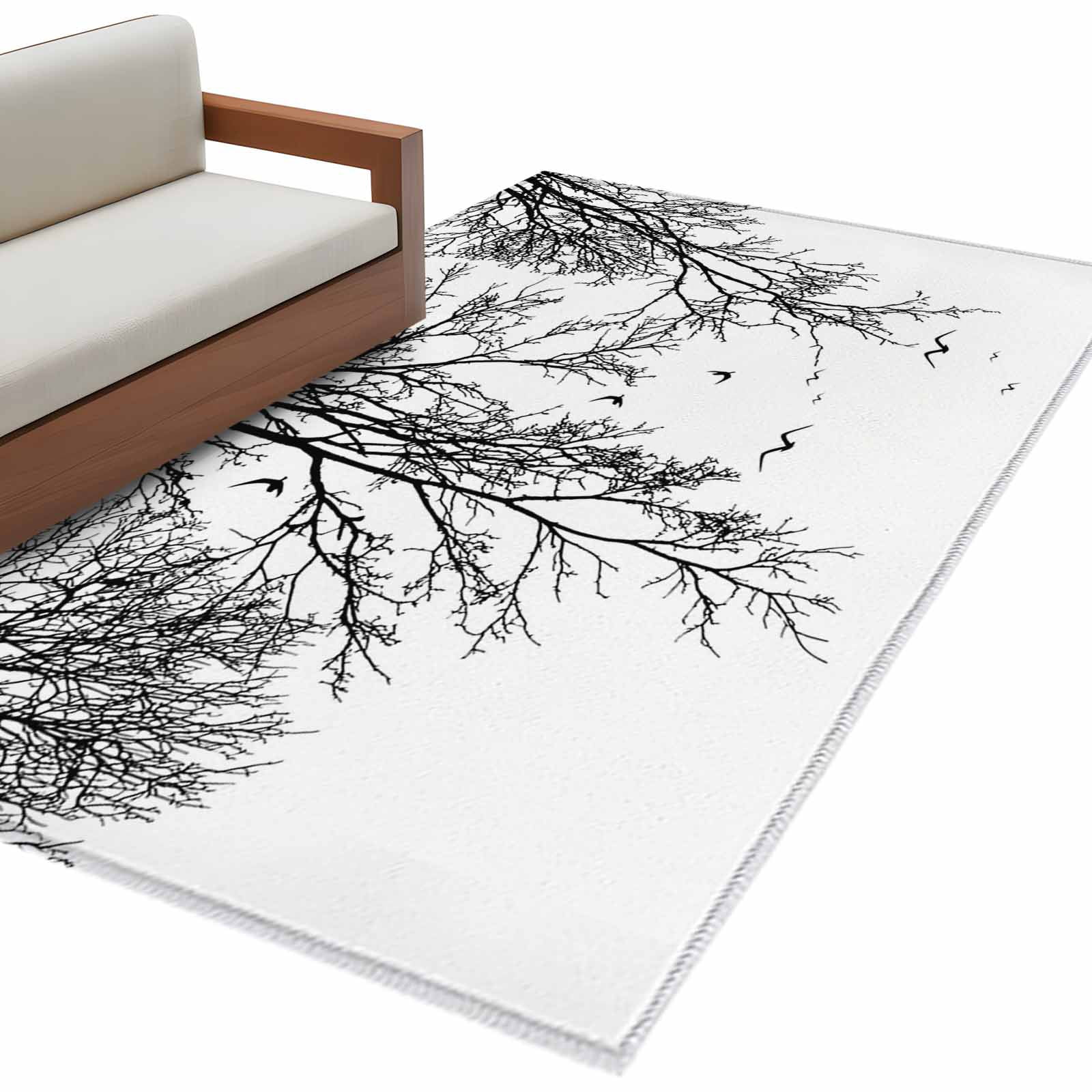 Black Branches Area Rug 4x6 Washable Rug Non Slip Botanical Dead Tree ...