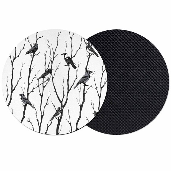 Black Branches Birds Coasters Set of 2, Absorbent Coasters for Drinks, Modern Abstract Forest Silhouettes Coaster for Desk Coffee Table Protection, Home Decor House Warming Gifts 4"