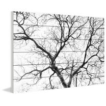 "Black Branches" Painting Print on White Wood
