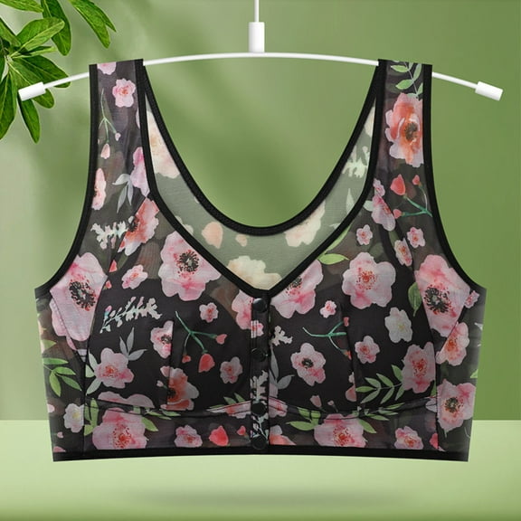 Black Bras for Women High Support Bras for Women Adjustable Strap Full Coverage Up Bras Comfortable No Underwire Wireless Bras