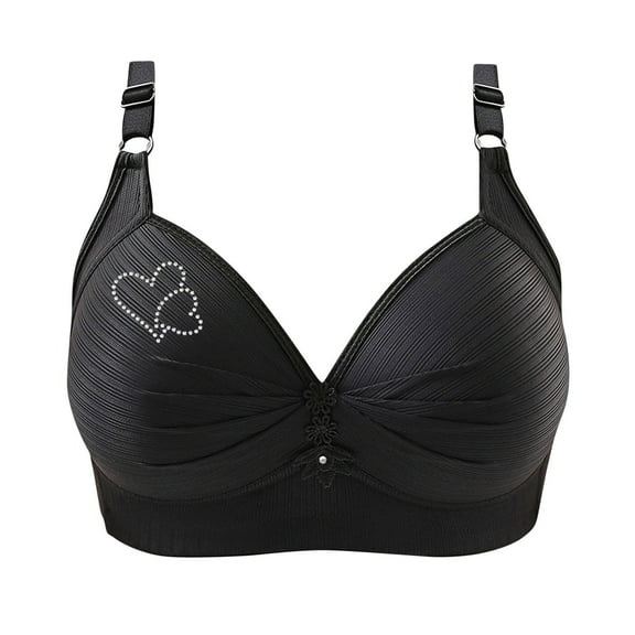 Black Bras for Women No Underwire Adjustable Bras Full Coverage Support Bralette Plus Size Everyday Bra